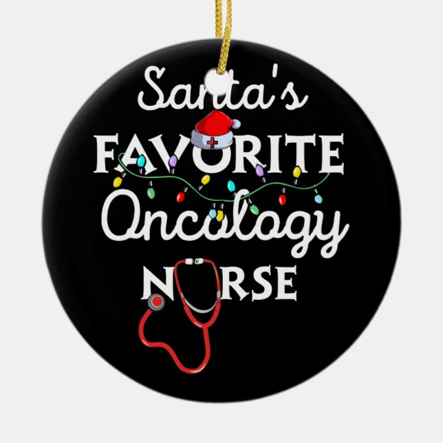 Frohe Weihnachts-Krankenpflege Crew Santa's Onkolo Keramik Ornament (Vorne)