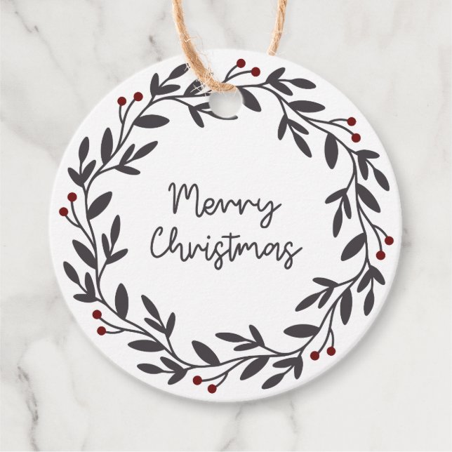 Frohe Weihnachts-Kranz-Geschenktasten Geschenkanhänger (Vorderseite)