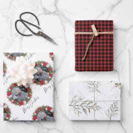 Frohe Weihnachts-Kranz Red bezahlt mit Foto Geschenkpapier Set