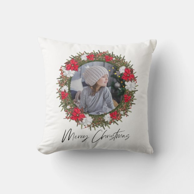Frohe Weihnachts-Kranz Red bezahlt mit Foto Kissen (Vorderseite)