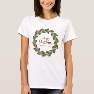 Frohe Weihnachts-Kranz-T - Shirt für Frauen