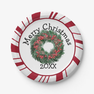 Frohe Weihnachts-Kranz-Teller Pappteller