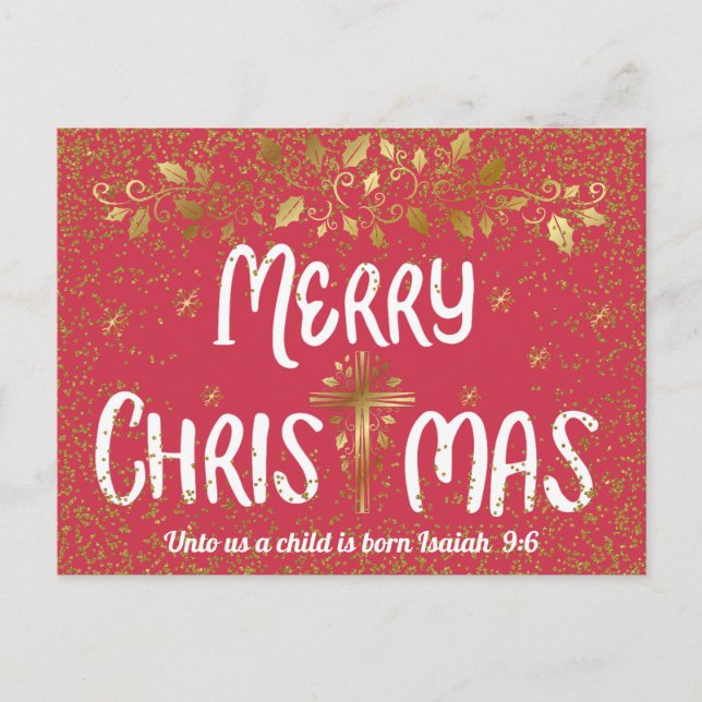 Frohe Weihnachts-Kreuzschrift Postkarte (Vorderseite)