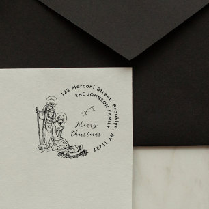 Frohe Weihnachts-Krippe-Rücksendeadresse Permastempel