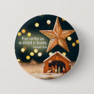 Frohe Weihnachts-Krippe unter Star Button