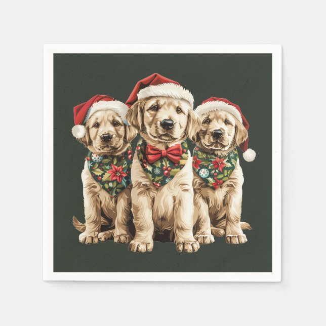 Frohe Weihnachts Labrador Retriever Santa Puppy Do Serviette (Vorderseite)