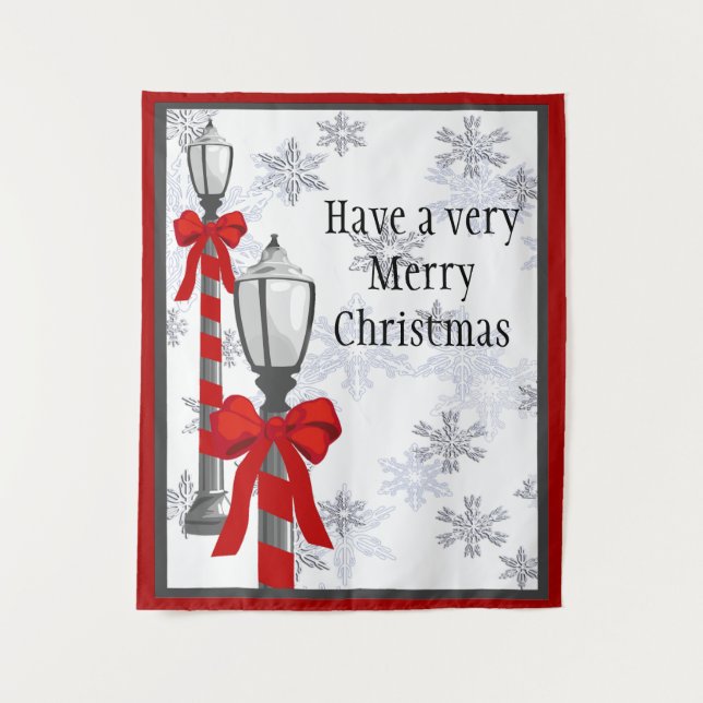 Frohe Weihnachts-Lampe Post Tapestry Wandteppich (Vorderseite)