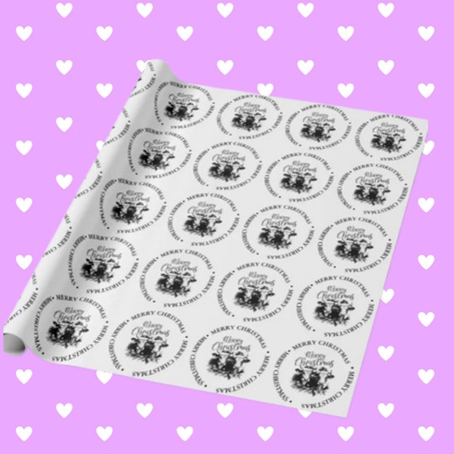 Frohe Weihnachts Land Kuh Thema Geschenkpapier (Wrap your gifts with love using Merry Christmas Country Cow theme wrapping paper.)