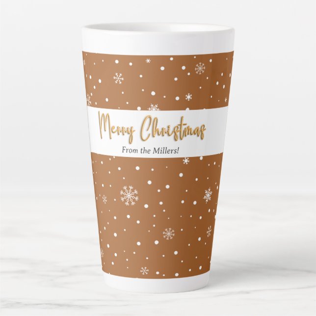 Frohe Weihnachts-Lebkuchen Farbe Schneeflocke Milchtasse (Vorderseite)