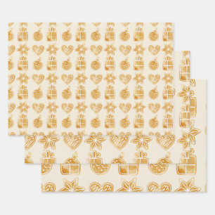 Frohe Weihnachts-Lebkuchen Geschenkpapier Set
