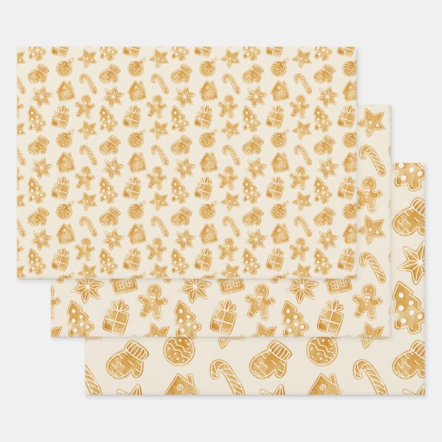Frohe Weihnachts-Lebkuchen Geschenkpapier Set (Set)