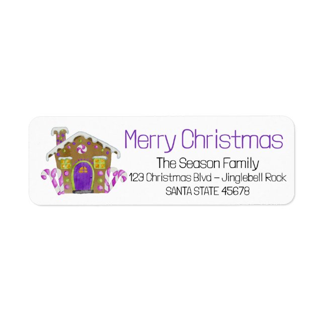 Frohe Weihnachts-Lebkuchen-Haus-Label (Vorne)
