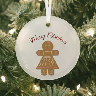 Frohe Weihnachts-Lebkuchen Lady Ornament Aus Glas