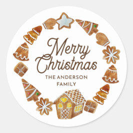Frohe Weihnachts-Lebkuchen Runder Aufkleber