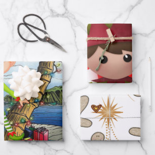 Frohe Weihnachts-Lebkuchenheftpapier Geschenkpapier Set