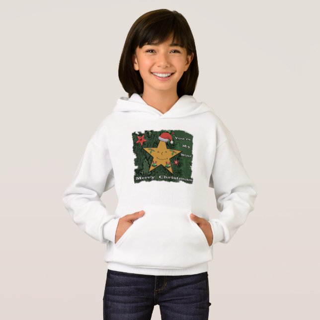 Frohe Weihnachts-Lebkuchenstar Hoodie (Vorne ganz)