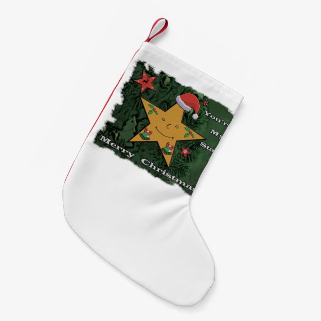Frohe Weihnachts-Lebkuchenstar Kleiner Weihnachtsstrumpf (Vorderansicht (hängend))