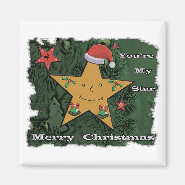 Frohe Weihnachts-Lebkuchenstar Magnet (Vorne)