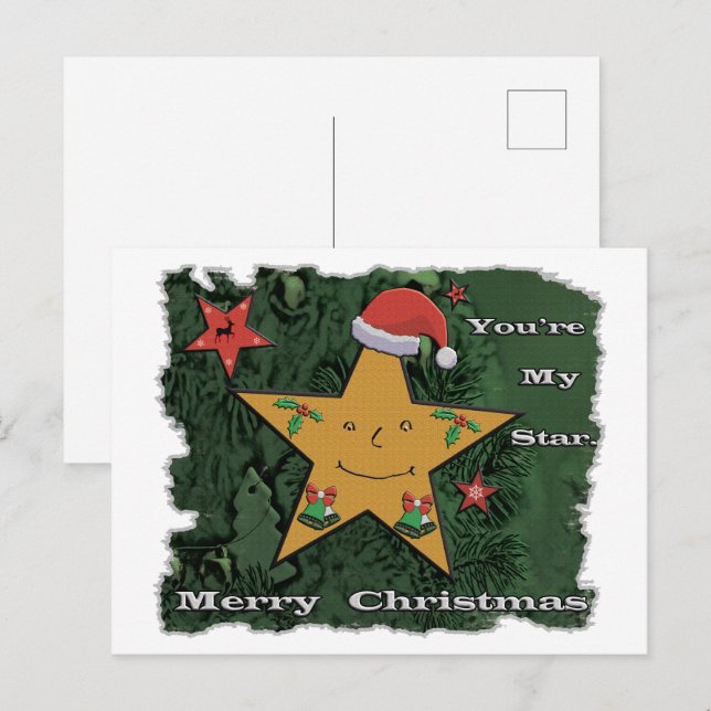 Frohe Weihnachts-Lebkuchenstar Postkarte (Vorne/Hinten)