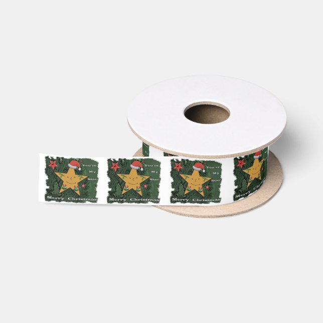 Frohe Weihnachts-Lebkuchenstar Satinband (Spule)