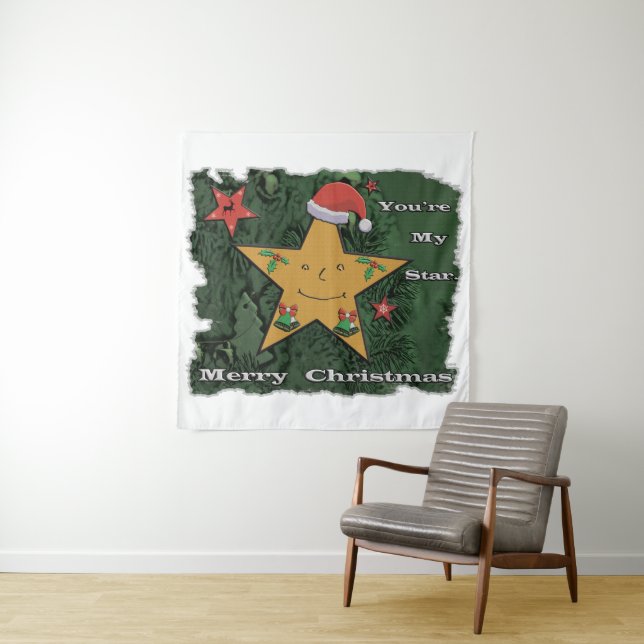 Frohe Weihnachts-Lebkuchenstar Wandteppich (Beispiel)
