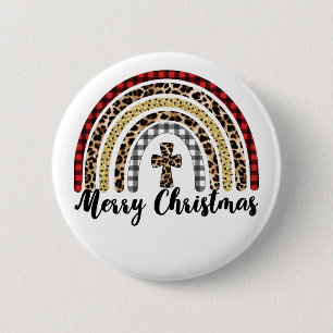 Frohe Weihnachts-Leopard Print Cross Button
