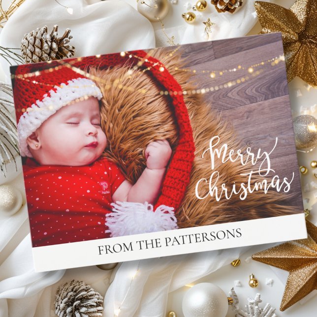 Frohe Weihnachts-Lichter-Aktion Feiertagspostkarte (Personalized, Merry Christmas Lichter Kundenspezifische Foto Holiday Postcard)