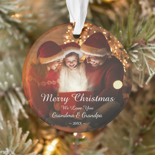 Frohe Weihnachts-Liebe Oma Opa Foto Ornament (Baum)