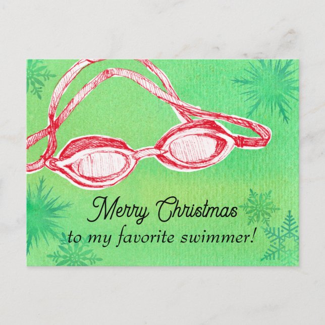 Frohe Weihnachts Lieblings-Schwimmer-Gläser Feiertagspostkarte (Vorderseite)