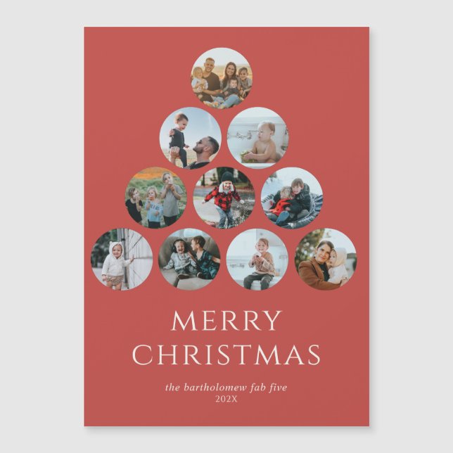 Frohe Weihnachts Magnet 10 Fotos Rot (Vorderseite)