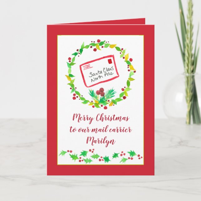 Frohe Weihnachts-Mail-Carrier-Individuelle Name Karte (Vorderseite)