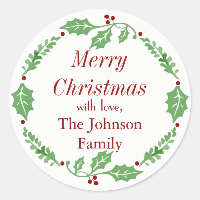 Frohe Weihnachts-Mailing-Familienname-Aufkleber Runder Aufkleber (Vorderseite)