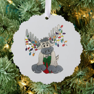 Frohe Weihnachts Maine Elche Weihnachtsbeleuchtung Ornament Karte