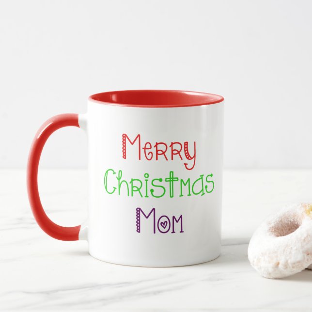 Frohe Weihnachts-Mama farbenfrohe Geschenke Tasse (Mit Donut)