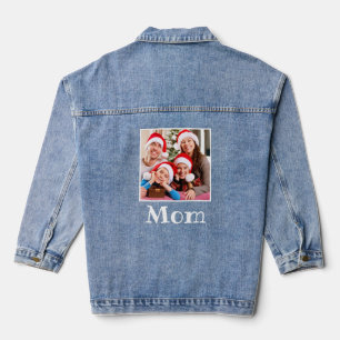 Frohe Weihnachts-Mama Name und Foto Blau Jeansjacke