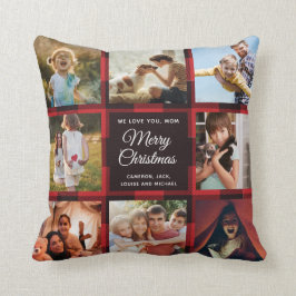Frohe Weihnachts-Mama Rote Karierte Familienfotosa Kissen