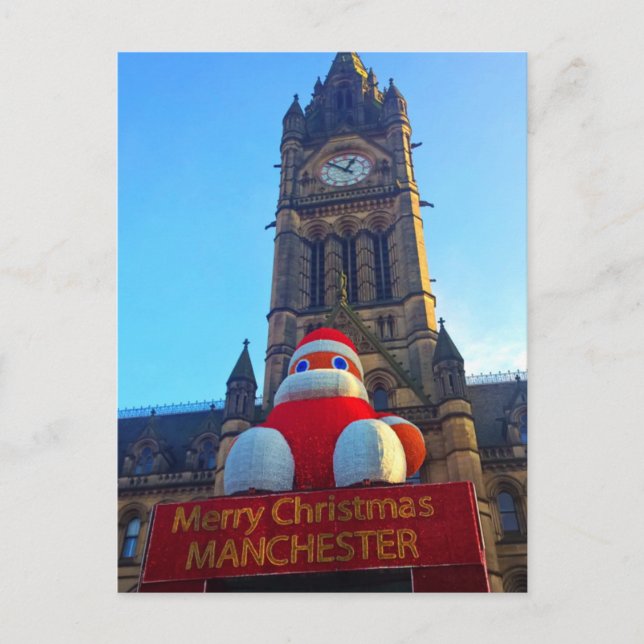 Frohe Weihnachts-Manchester Postcard Postkarte (Vorderseite)