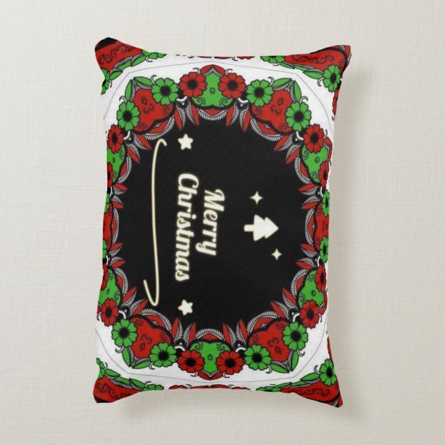Frohe Weihnachts-Mandala-Designs Dekokissen (Rückseite(Vertikal))