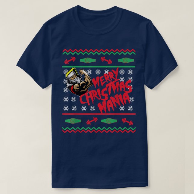 Frohe Weihnachts Mania Pro Wrestling Ugly Xmas Swe T-Shirt (Design vorne)