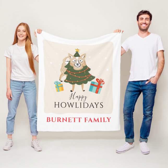 Frohe Weihnachts-Matching Familienfeiertage Hausti Fleecedecke (Beispiel)