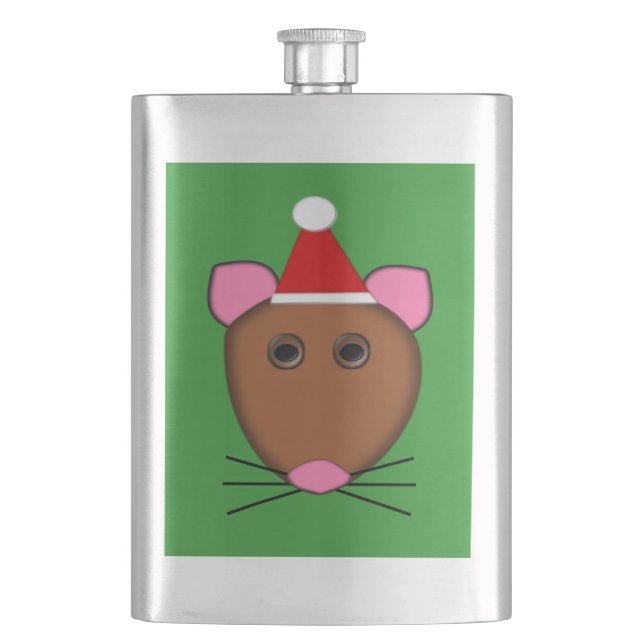Frohe Weihnachts-Maus-Flaschen Flachmann (Vorderseite)