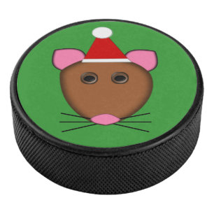 Frohe Weihnachts-Maus Hockey Puck