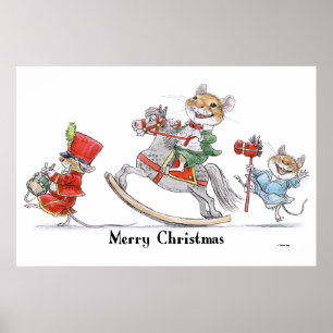 Frohe Weihnachts-Maus-Parade Print Poster