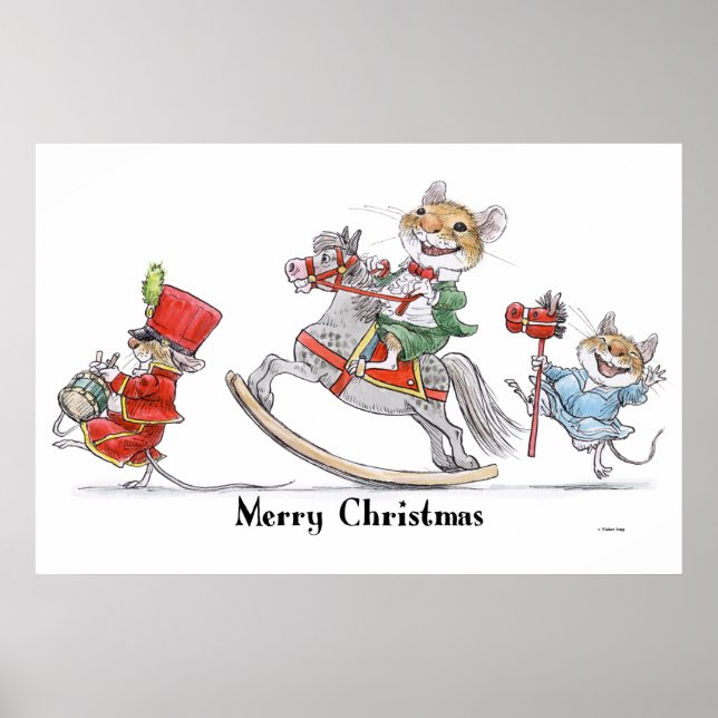 Frohe Weihnachts-Maus-Parade Print Poster (Vorne)