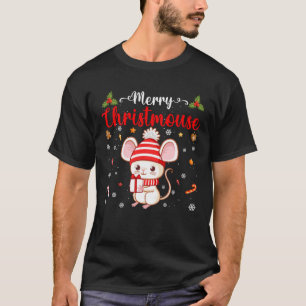 Frohe Weihnachts-Maus-Weihnachtsmannmütze T-Shirt