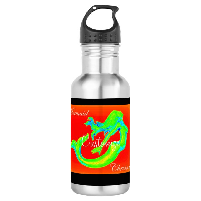Frohe Weihnachts Mermaid Thunder_Cove Edelstahlflasche (Vorderseite)