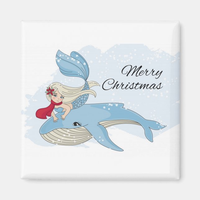 Frohe Weihnachts-Mermaid und Whale Magnet (Vorne)