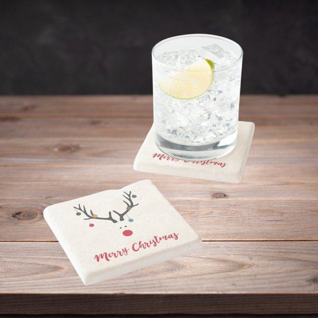 Frohe Weihnachts-minimalistische moderne Rentiere Steinuntersetzer (Von Creator hochgeladen)