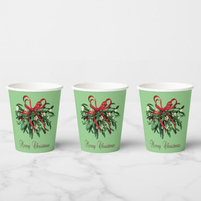 Frohe Weihnachts-Mistletoe Paper Cup Pappbecher (Multi)