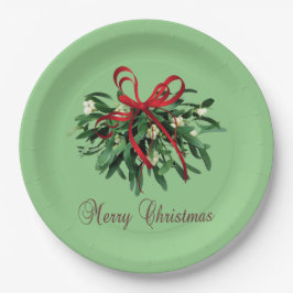 Frohe Weihnachts-Mistletoe Paper-Teller Pappteller